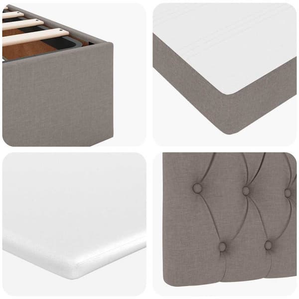Ottoman sängram med madrasser taupe 200x200 cm tyg