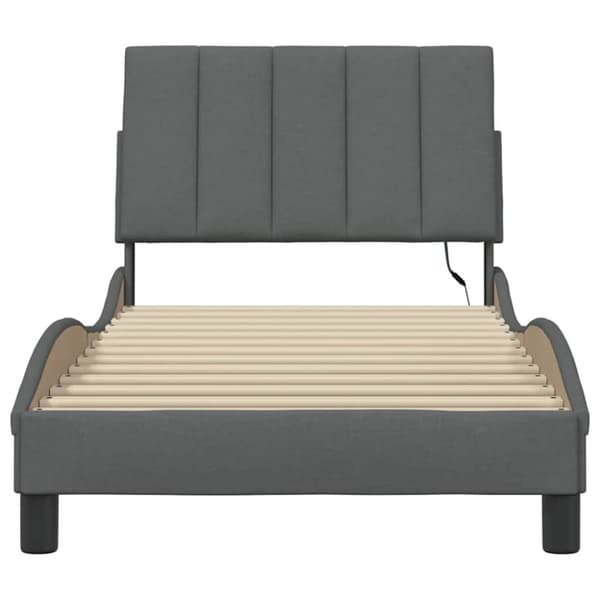 Bed Frame without Mattress "Hanko" Dark Grey 80x200cm Fabric