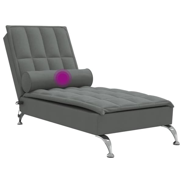 Massageschäslong med bolster mörkgrå tyg
