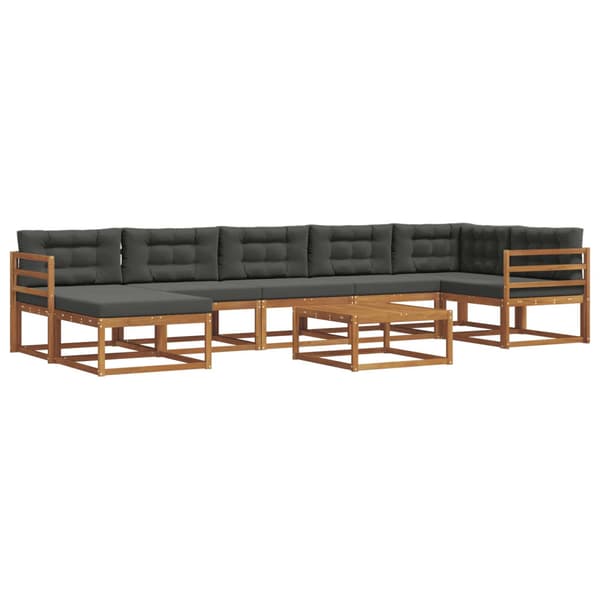 Utomhussoffset med kudde 8 pcs Naturlig och Antracit