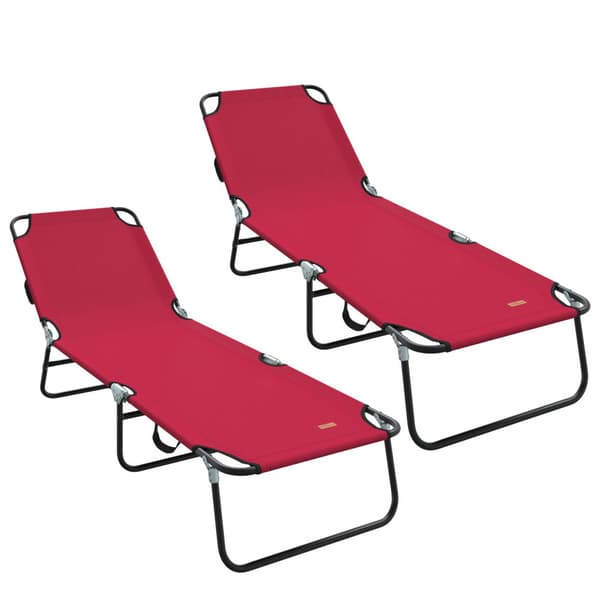 Hopfällbar solstol 2 pcs Röd 188 x 57 x 86,5 cm Polyester