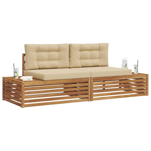 Utomhussoffset med kudde 2 Stycke Naturlig och Beige