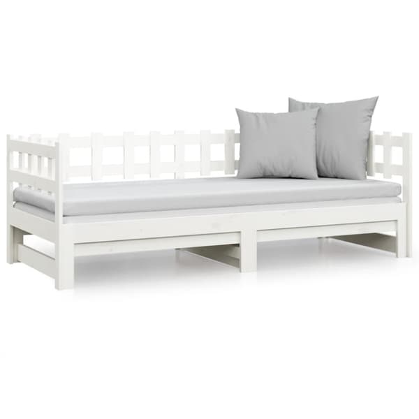 Utdragbar dagbädd vit 2x(90x190) cm massiv furu