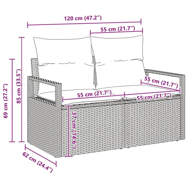 Trädgårdsoffset 3 st Beige och vit konstrotting