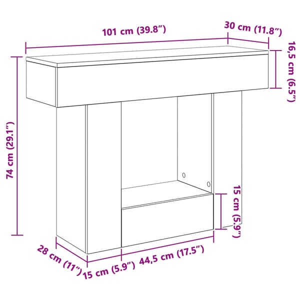 Svart Ek 101 x 30 x 74 cm