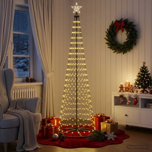 LED-konjulgran 250 cm 470 LED-lampor Varmvit Stål Vit