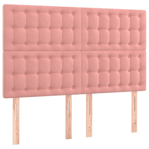 Sänggavel rosa 144x5x118/128 cm sammet