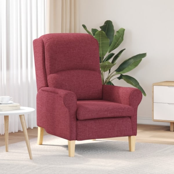 Modern Fåtölj Vinröd Polyester med Trästomme Medium Ergonomisk
