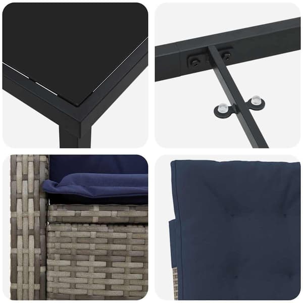 Trädgårdsmöbelset med kudde 5 pcs Grå konstrotting