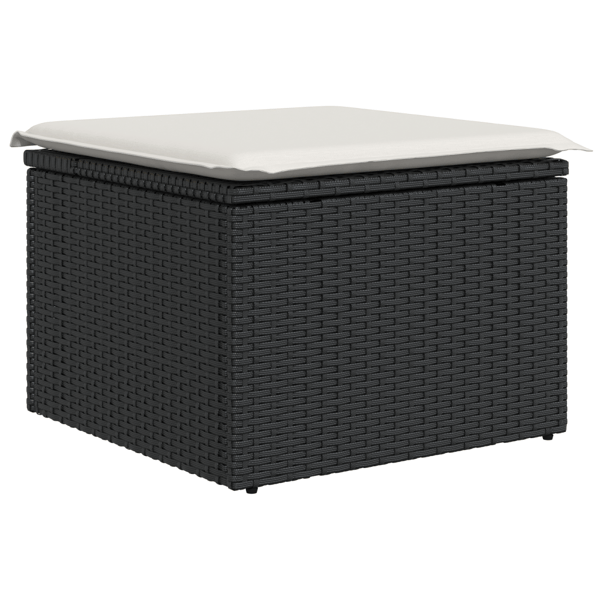 Trädgårdsoffset med lagring 7 pcs Svart Poly rattan