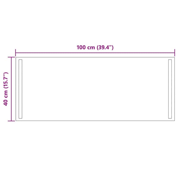 LED Badrumsspegel Transparent 100 x 40 cm härdat glas