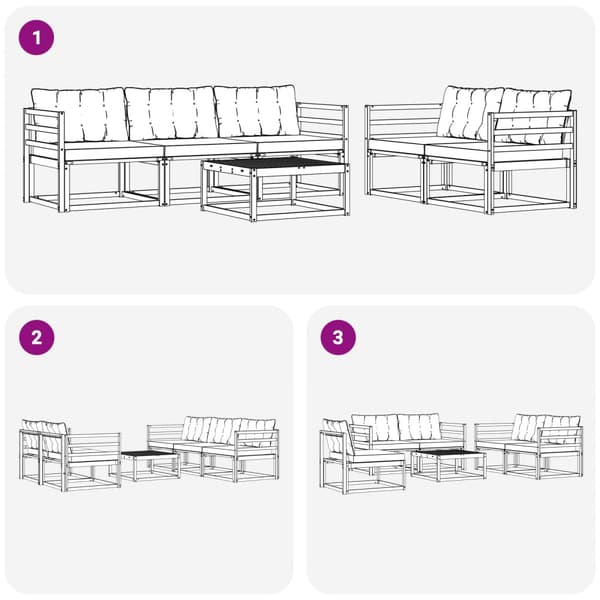Utomhussoffset 6 pcs Vit och svart 79 x 79 x 37 cm