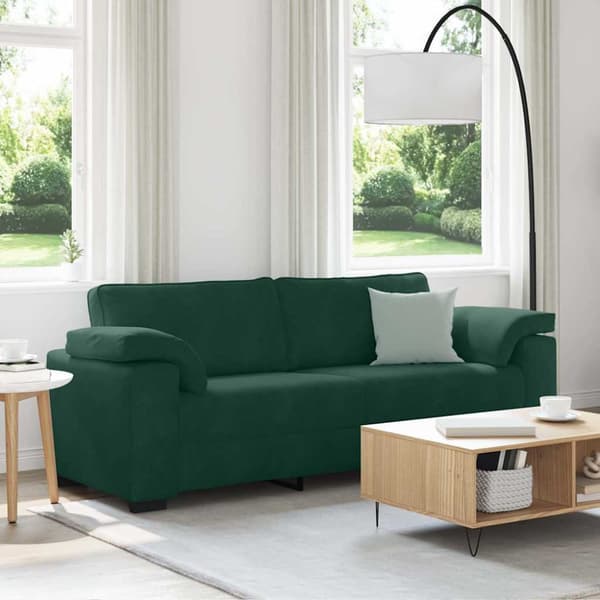 3-sitssoffa mörkgrön 220x77x82 cm sammet