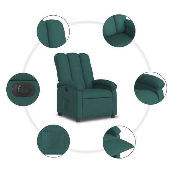 Elektrisk reclinerfåtölj mörkgrön tyg