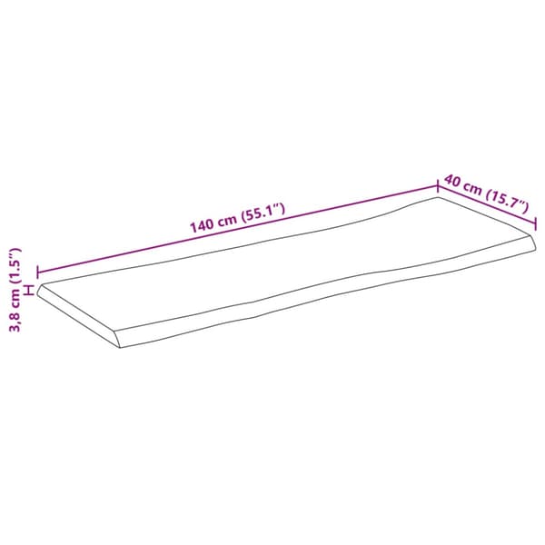 Bordsskiva 140x40x3,8 cm rektangulär massiv akacia rustik kant