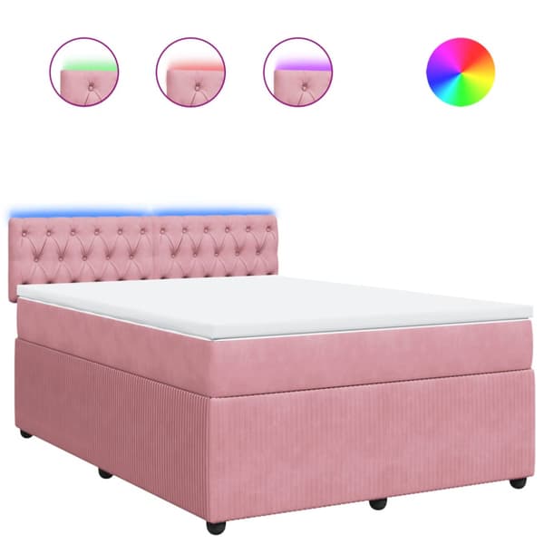 Ramsäng med madrass rosa 140x190 cm sammet