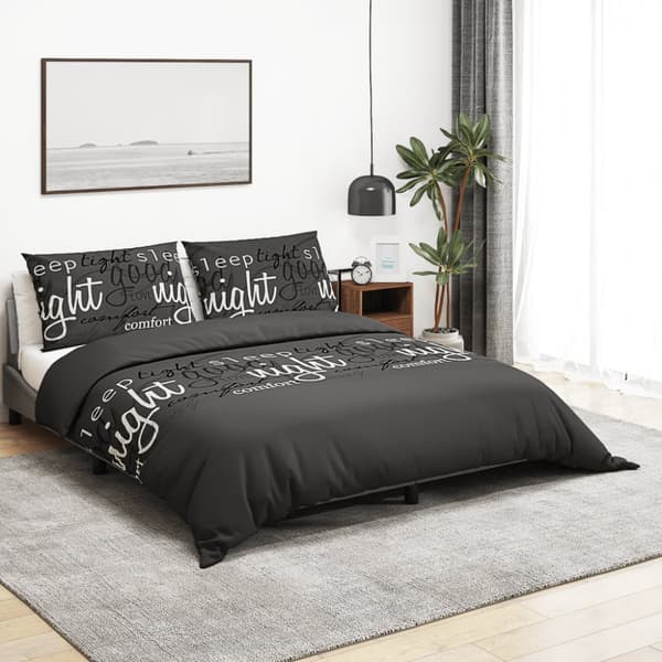 Bäddset svart 155x220 cm bomull