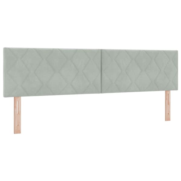Bäddfjäder med huvudgavel Ljusgrå 200 x 180 cm Sammet