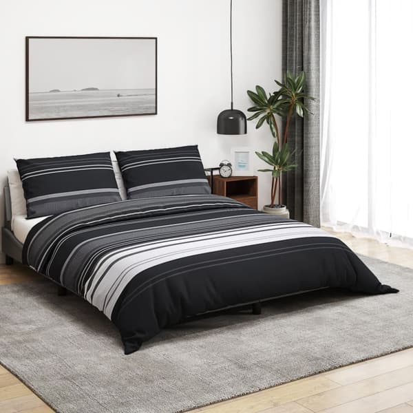 Bäddset svart och vit 135x200 cm bomull