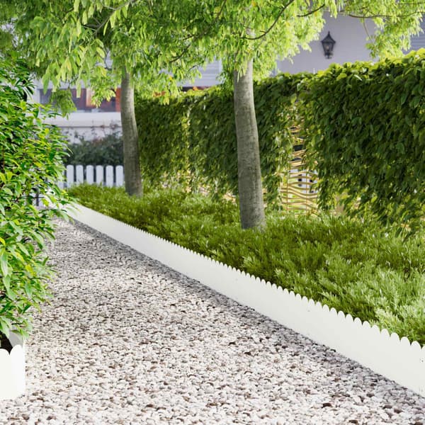Kant för gräsmatta 10 pcs 103 x 25 cm Stål Vit