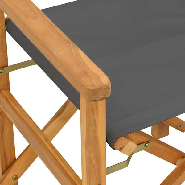 Regissörsstolar 2 st grå massiv teak