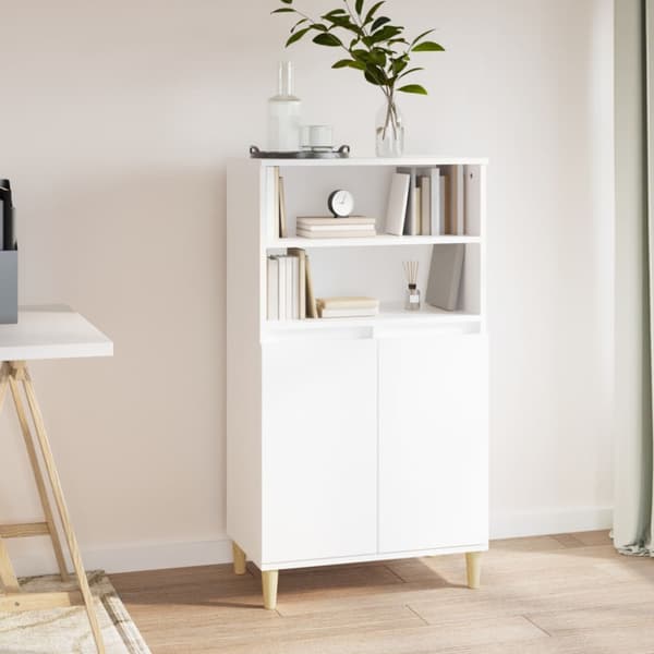 Högskåp vit 60x36x110 cm konstruerat trä