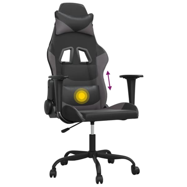 Gamingstol med massage svart och grå konstläder