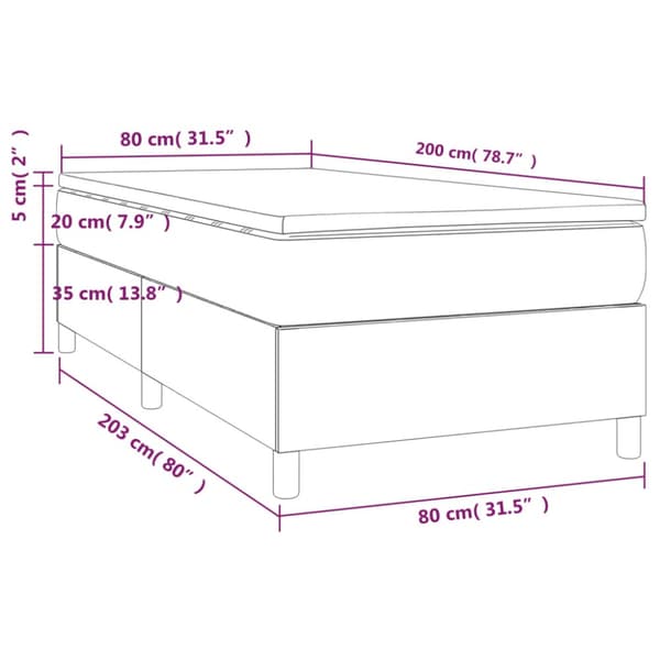 Ramsäng med madrass mörkgrå 80x200 cm tyg