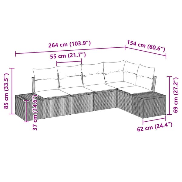 Trädgårdsoffset 5 pcs Brun konstrotting