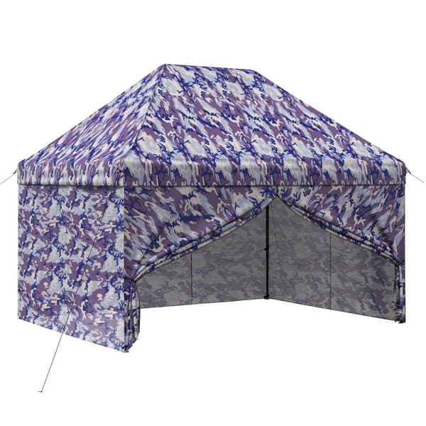 Pop-up Gazebo med 4 Sidoväggar 2,9 x 4,3 m Blå Kamouflage