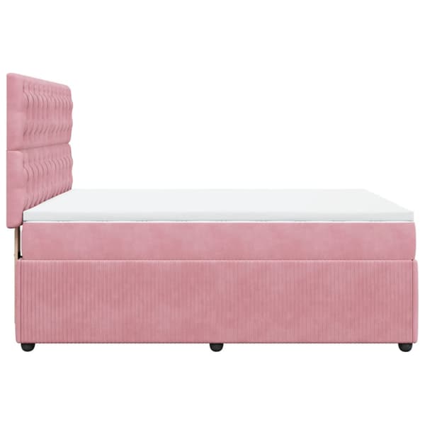 Ramsäng med madrass rosa 140x190 cm sammet