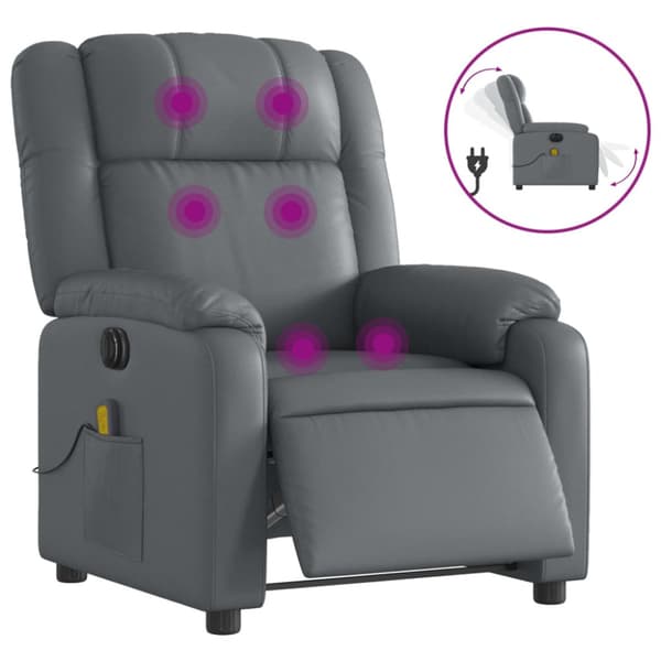Elektrisk massagefåtölj grå konstläder