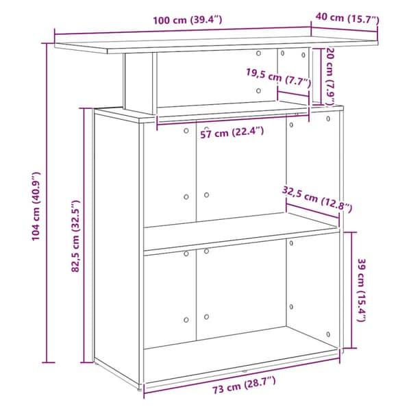 Receptionsdisk vit 100x40x104 cm konstruerat trä