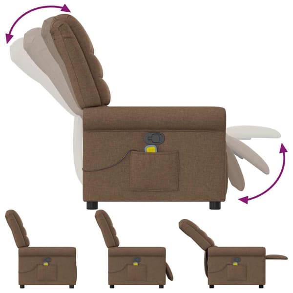 Massagefåtölj brun tyg