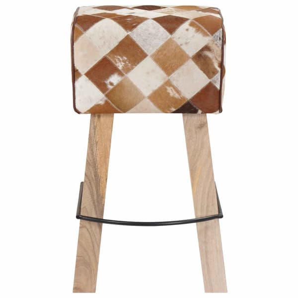 Barpall 2 st Brun patchwork 44 x 33 x 74 cm Äkta läder