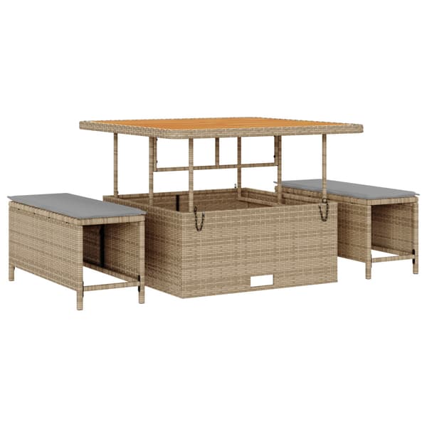 Trädgårdsoffset med kudde 8 pcs Beige Poly rattan