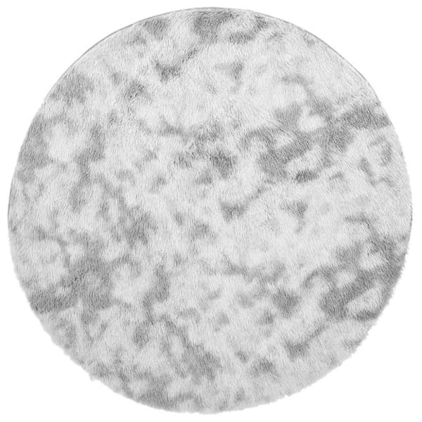 Ryamatta med lång lugg NAVARRA ljusgrå 120x120 cm polyester