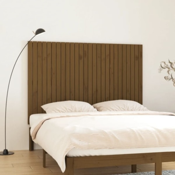 Väggmonterad huvudgavel honungsbrun 166x3x110 cm massiv furu