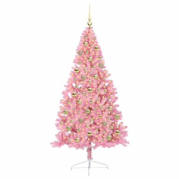 Konstgjord Förbelyst Julgran Rosa 210 cm PVC