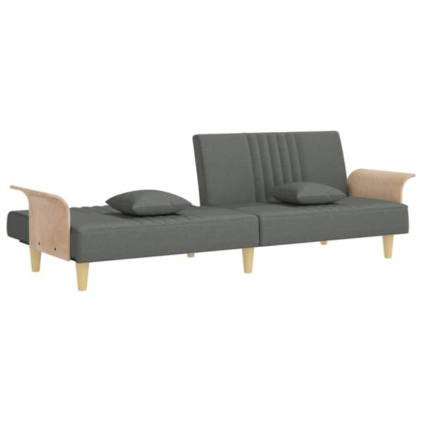 Bäddsoffa med armstöd mörkgrå tyg