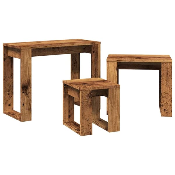 Bordsbo 3 st åldrat trä konstruerat trä