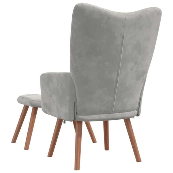 Vilstol med fotpall ljusgrå sammet