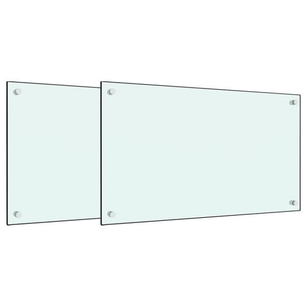 Stänkskydd 2 st vit 70x60 cm härdat glas