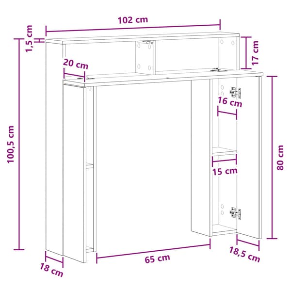 Eldstadsram Artisan-ek 102 x 18 x 100,5 cm Konstruerat trä