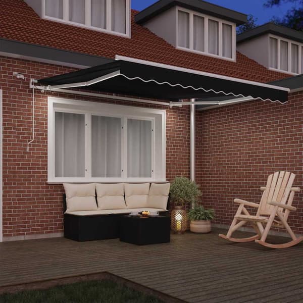 Utfällbar markis Svart 350 x 250 cm Polyester och metall