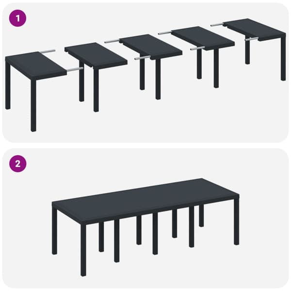 Trädgårdsmöbelset 11 st Antracit Polypropylen