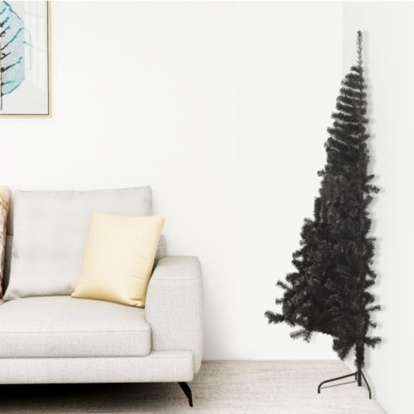 Halv plastgran med stativ svart 240 cm PVC