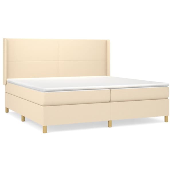 Ramsäng med madrass gräddvit 200x200 cm tyg