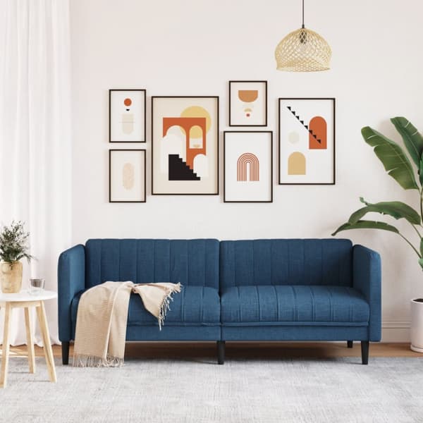 Soffa 3-sits blå tyg