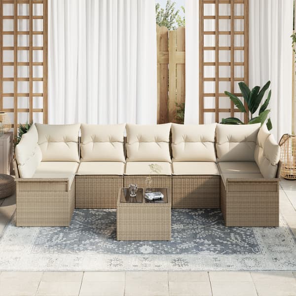 Trädgårdsoffset 8 pcs Beige och gräddfärgad konstrotting
